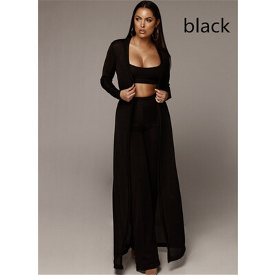 

2018 Fashion Casual Womens Sexy Knitted Sweater Three-piece Suit