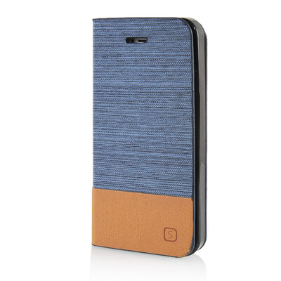 

MOONCASE Canvas Design Leather Side Flip Wallet Pouch Stand Shell Back ЧЕХОЛ ДЛЯ Apple iPhone 5 / 5S Light Blue