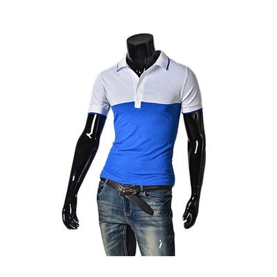 

Zogaa New Korean Men's POLO Shirt Matching Color Short Sleeve