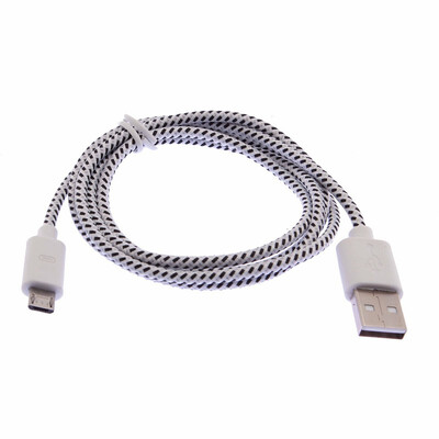 

White For Samsung HTC phone Micro USB Charger Sync Cable Adapters Braided Woven