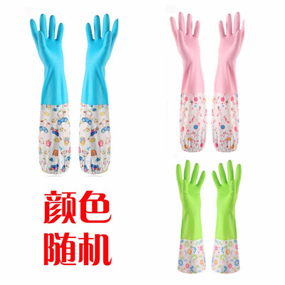 

Long Sleeve Kitchen Antiskid Waterproof Household Glove Warm Dishwashing Glove Water Dust Stop Cleaning Latex Rubber Gloves