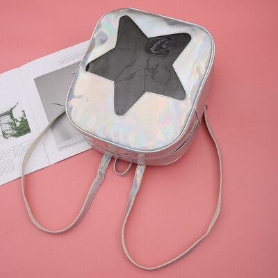 

2018 Fashion Spring&Summer New Laser Shoulder Bag Multicolored Heart Backpack Travel Bag