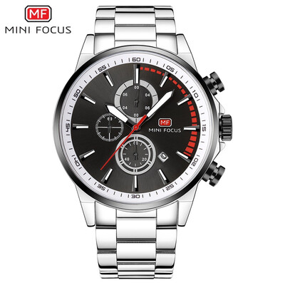 

MINI FOCUS Fashion Stainless Steel Strap Sports Men Quartz Watch MF0085G