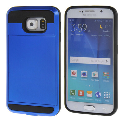

MOONCASE ЧЕХОЛ ДЛЯ Samsung Galaxy S6 Soft Silicone Gel TPU Skin With Card Holder Protective Dark Blue