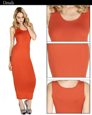 

Solid Long Tank Maxi Dress Full Casual Sundress Spandex