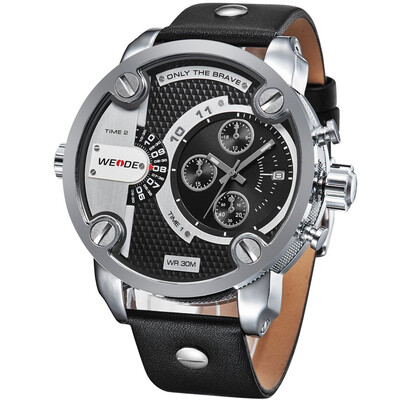 

Weide 3301 мужчин военных кварцевые спортивные часы кожаным ремешком размер наручные часы