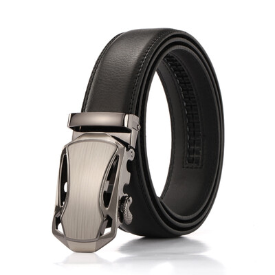 

XHtang Mens Belt Genuine Leather Automatic Buckle belt For Waistband Ratchet Strap Black Leather Belt Designer Belt For Jeans Gift