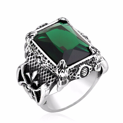 

Mens Retro titanium steel rings with zircon rings Viking Viking warriors ring of honor