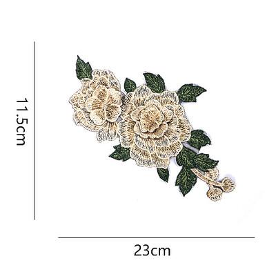

Sunbling Embroidered Patch 3D Red Roses Flower Patches For Women Wedding Dress Clothing Sticker Lace Applique