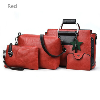 

4PCS New Design Womens Fashion Leather Messenger Bag Handbags Shoulder Bag Tote Ladies Purse In Set