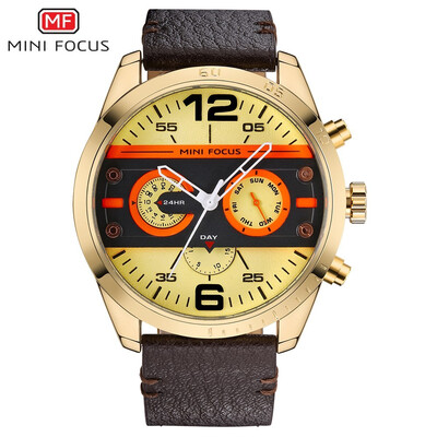 

MINI FOCUS Fashion Leather Strap Sport Men Quartz Watch MF0068G