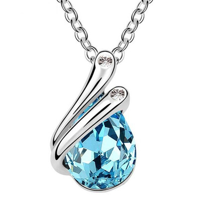 

White Gold Plated Crystal Drop Necklace Made With Crystal from Swa Elements Jewelry for Women Weddings 6286