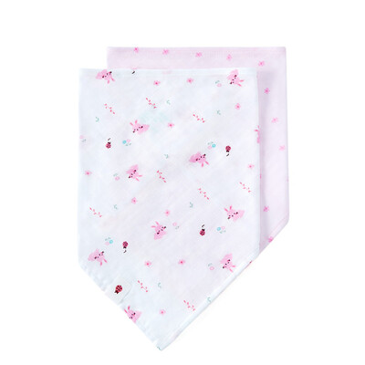 

Cotton era handkerchief saliva towel triangle scarf baby gauze triangle towel 6243 pink small flower pink rabbit ladybug 2 loaded