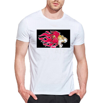 

Mens O Round Neck Casual Short Sleeves Fashion Cotton T-Shirts Flying Tiger Head Picture 3D Digital Print