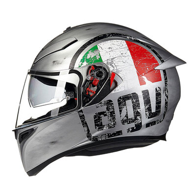 

AGV helmet K3 SV TOP double lens four seasons wide angle ventilation full helmet Italy locomotive racing riding anti-fog running helmet SCUDETTO MATT SILVER L