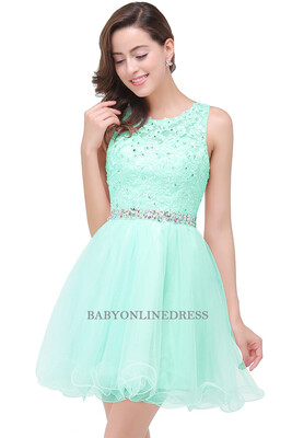 

Hot Beaded Homecoming Dresses Hot Scoop Neck Soft Tulle Party Dresses 2018 Mini Dress Lace Graduation Dresses