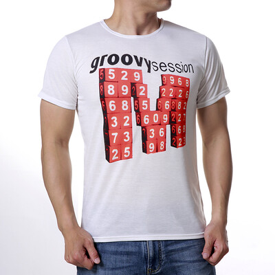 

Mens Alphabet And Number Printed O-neck Short Sleeve Shirt