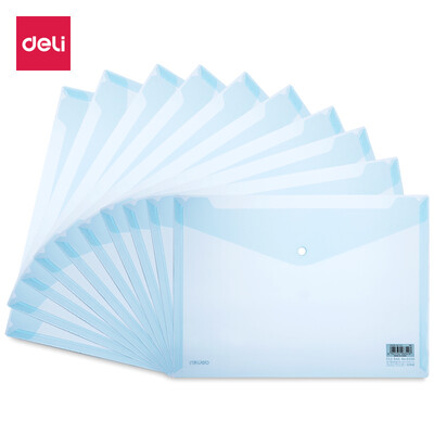 

Deli deli 10 A4 transparent snap file bag information bag portfolio blue 8308