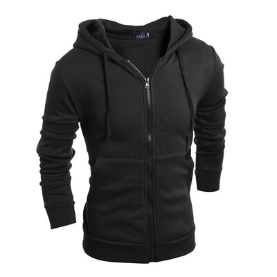

Mens Sweatshirts Solid Color Zipper Sports Jacket Hooded Cardigan Coat