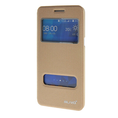 

MOONCASE Case for Samsung Galaxy Grand Prime G5308W G530 Case View Window Leather Flip Bracket Back Cover Gold