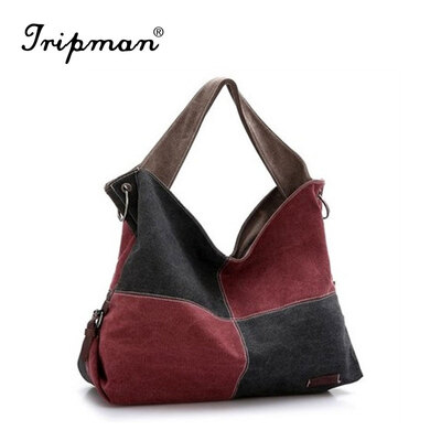 

Tripman Fashion Women Striped Handbag Canvas Shoulder Bag Messenger Crossbody Bags Hit Color Stripe Casual Tote Hot Sale hobo handbag