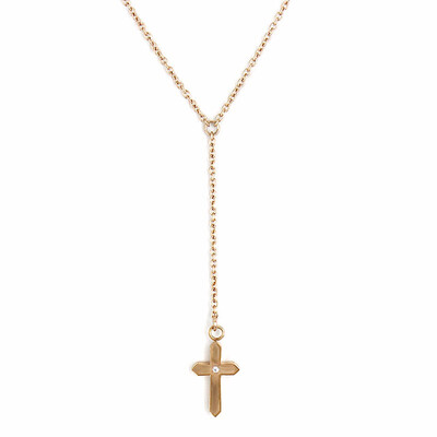 

Rose Gold Little Cross Pendant Drop Chain Necklace