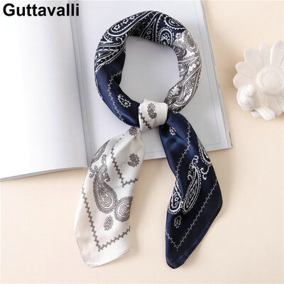 

Guttavalli Fashion Women Cashews Print Ties Small Chevron Flowers Summer All-match Scarves Silk Geometric Floral Skinny Wraps