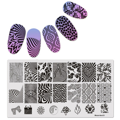 

DIY Geometric Patterns Disk Nail Art Image Plate Stamping Template Stripe Line Design Nail Polish Templates Mezerdoo 33