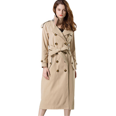 

BURDULLY England Style Autumn Long Trench Coat Woman Casual Winter 2018 Double Breasted Windbreaker Outerwear Good Quality