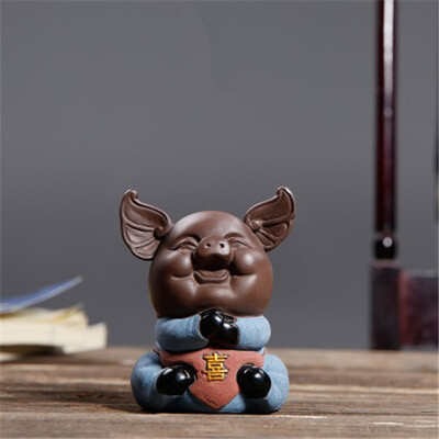 

Chinese ceramics Fu pig Traditional Home Decoration figurines Cute porcelain Crafts Lucky Feng Shui Tea Pet Animal Decor