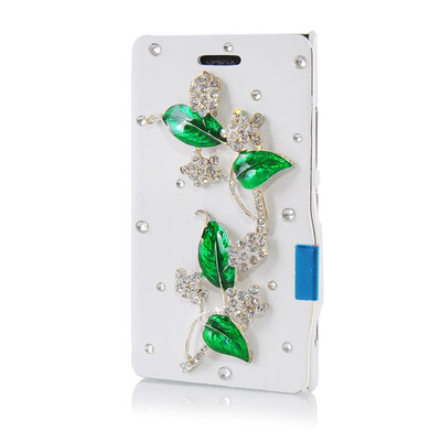 

MOONCASE Luxury Flower Crystal Leather Side Flip Wallet Pouch Case Cover for Nokia Lumia 925