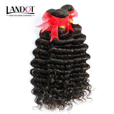 

9A Brazilian Deep Wave Curly Virgin Hair Unprocessed Human Hair Weave 4 Bundles Natural Black Color Brazilian Remy Hair Extensions