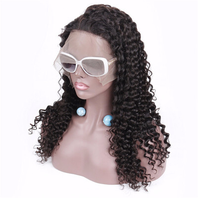 

HCDIVA Wigs Natural Black 360 Lace Frontal Human Hair Wigs Pre Plucked Virgin Deep Wave Brazilian Frontal Hair Wig with Baby Hair
