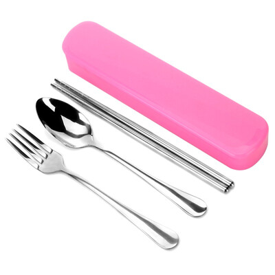 

Jia Chi portable stainless steel chopsticks spoon fork tableware four sets (powder) JC-X1930