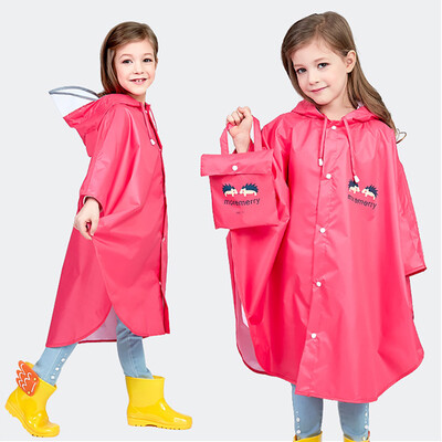 

Banzheni childrens raincoat non-disposable boys&girls poncho cloak raincoat nylon waterproof fabric pupils schoolbag poncho cloak childrens rain gear reusable red XXL