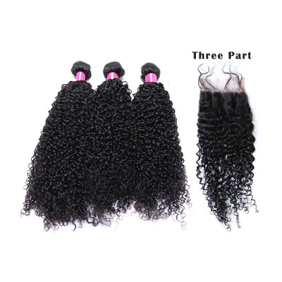 

Brazilian Virgin Hair 3 Bundles with Closure High Quality Human Hair Curly Wave With Closure Natural Color Unprocessed