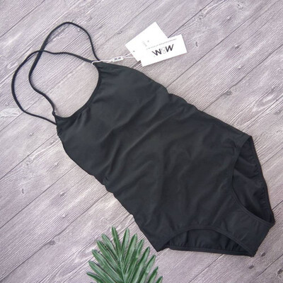 

2018 Solid One Piece Swimsuit Women Swimwear Female Vintage Summer Bathing Suit Swimsuit Backless Strappy Monokini Bodysuit