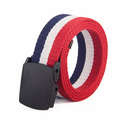 

Metal-free buckle belt striped canvas belt woven belt canvas belt casual cotton belt