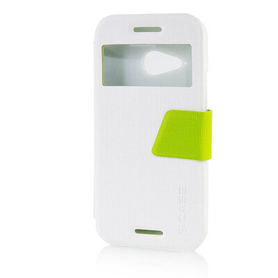 

MOONCASE View Window Leather Side Flip Pouch Ultra Slim Shell Back Case Cover for HTC One Mini 2 (M8 Mini) White