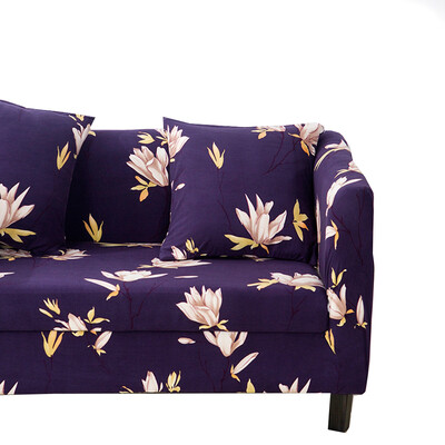 

Universal Dark Blue Flowers Elastic CouchCorner Sofa Slipcovers For Living Room Stretch All-inclusive Sofa Covers