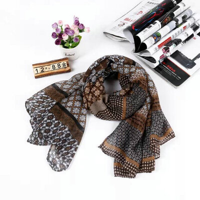 

Guttavalli Winter Chevron Long Geometric Shawl Cute Women Wave Stripe Warm Scarves Female Fashion Flower Print Plaid Zig Zag Scarf
