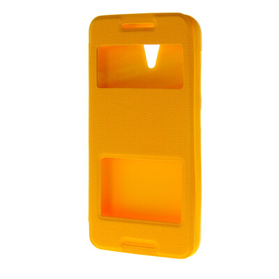 

MOONCASE Two window Leather Wallet Flip Pouch Case Cover for HTC Desire 620 Yellow