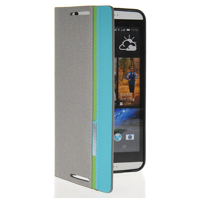 

MOONCASE Business style Leather Side Flip Wallet Card Slot Pouch Stand Back Case Cover for HTC Desire 816 Grey