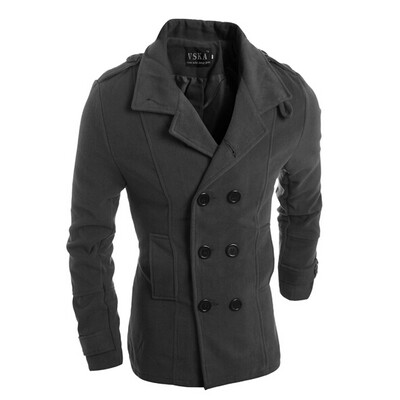 

Zogga New Autumn And Winter Men's woolen Overcoat Epaulet Double-breasted