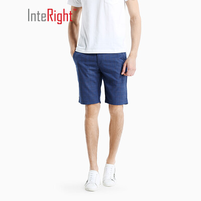 

INTERIGHT casual shorts mens trend plaid casual shorts dark blue plaid  30 yards