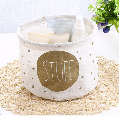 

Cotton Linen Storage Basket Sundries Storage Organizer Desktop Storage Basket