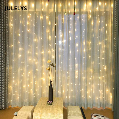 

JULELYS 6M x 15M 288 Bulbs LED Curtain Light Christmas Garland Lights Decorations For Wedding Holiday Party Home Garden Decor