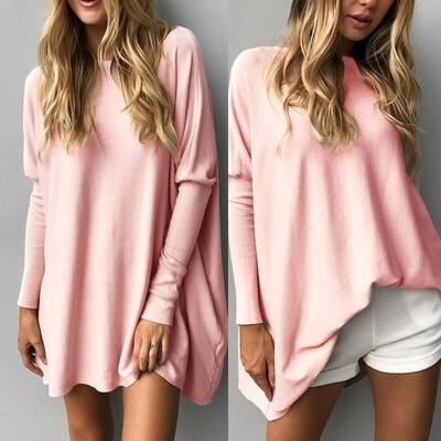 

New Fashion Autumn&Winter Women Casual Solid Color Round Neck Long Sleeve Fluffy T-shirt Sweater Szie -3XL