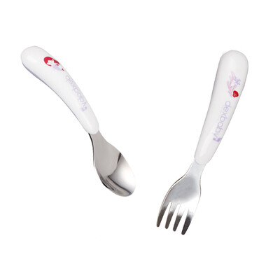 

Dexbaby American childrens fork spoon set stainless steel childrens tableware baby spoon portable out cutlery fork spoon clove purple fork spoon set