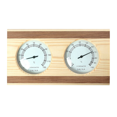

RGX Double Sauna Accessory Pine Wooden with Red Ceder Wooden Decorate Hygrothermograph Thermometer Hygrometer Sauna Room